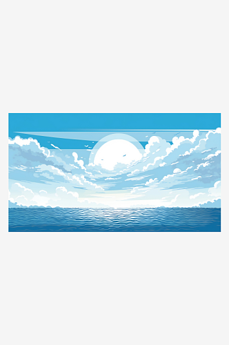蓝天白云背景图元素海滩原创设计