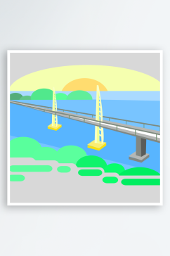 跨海大桥元素海滩原创设计