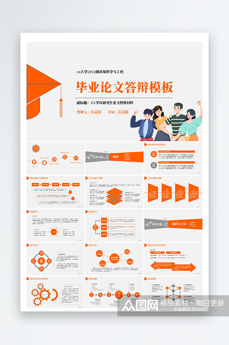 简洁实用型开题报告毕业论文答辩PPT素材
