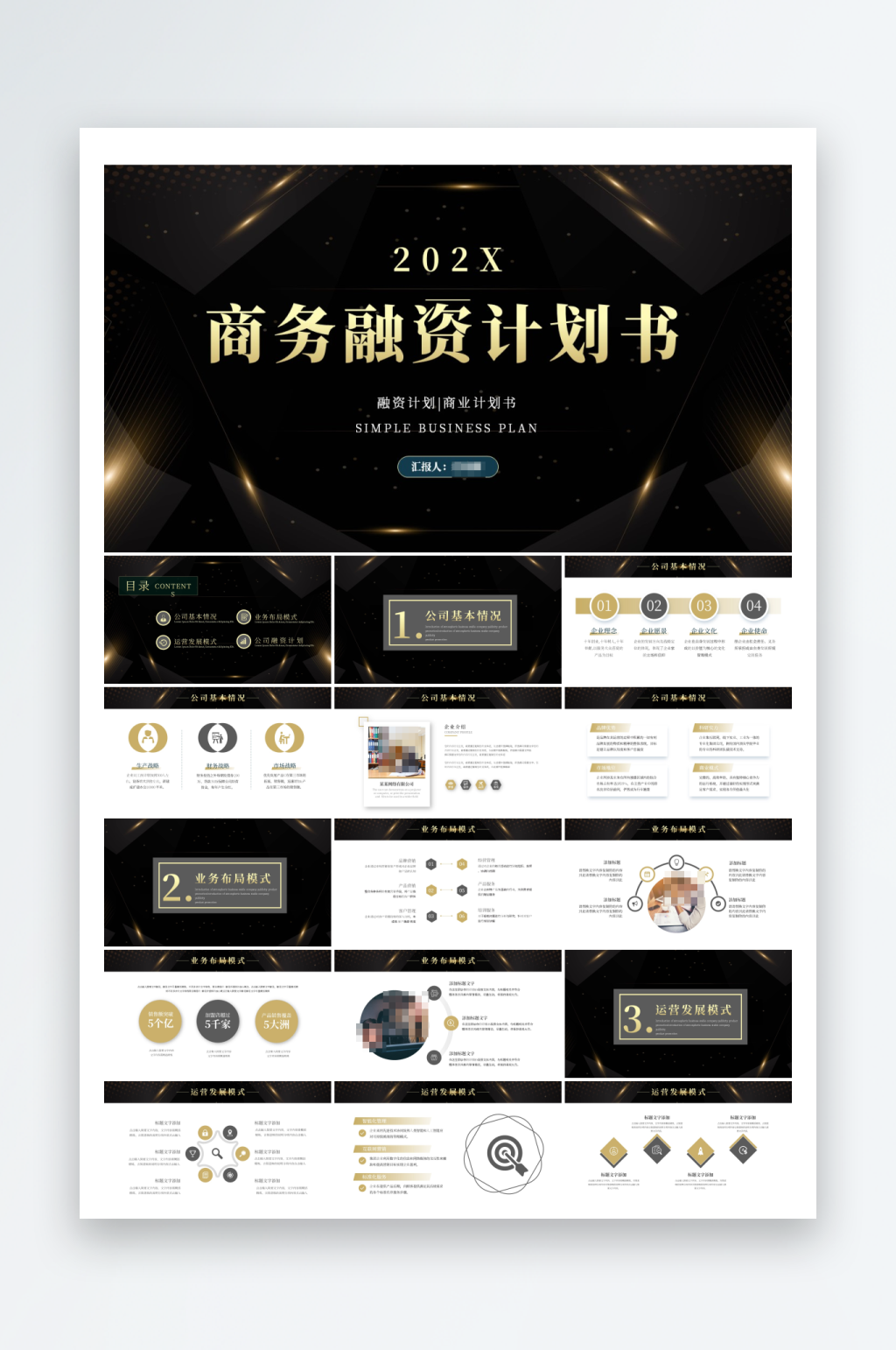 高端商务融资计划书项目说明通用PPT素材