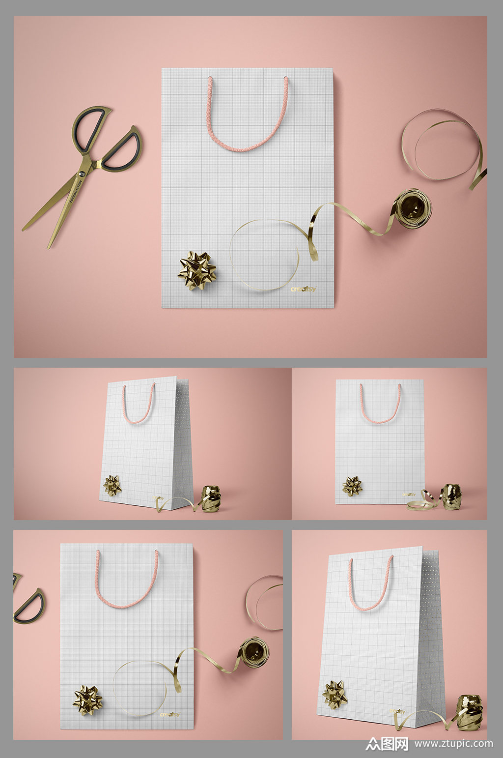 大气粉色礼盒定制手提袋模板下载-编号319578-众图网