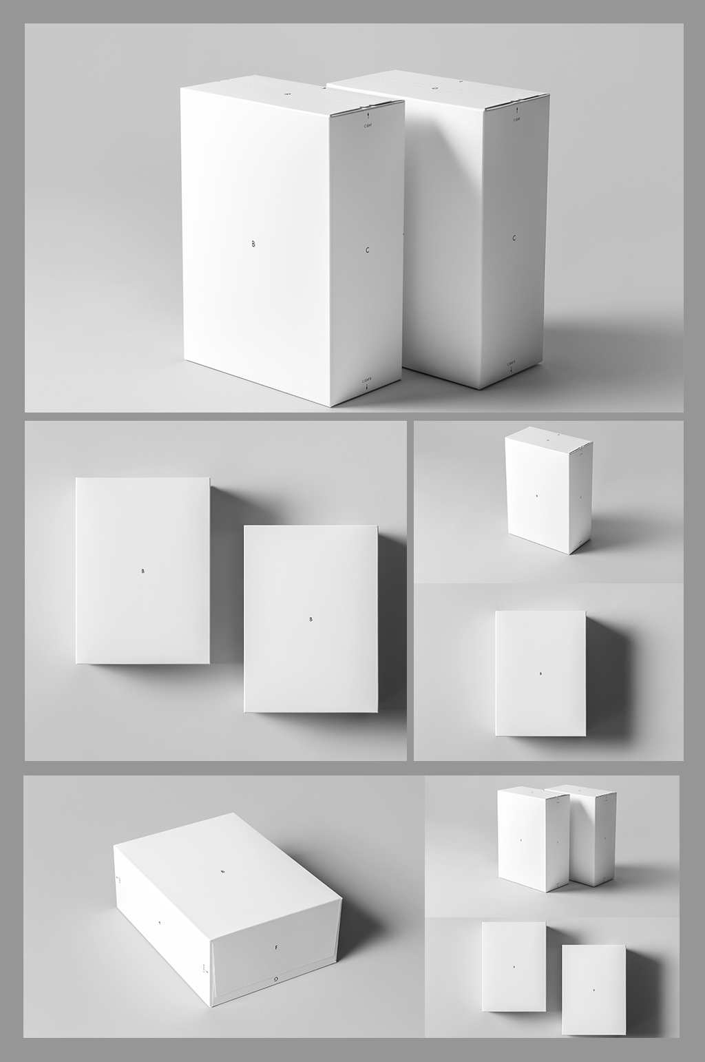 长方形纸盒包装盒样机模板