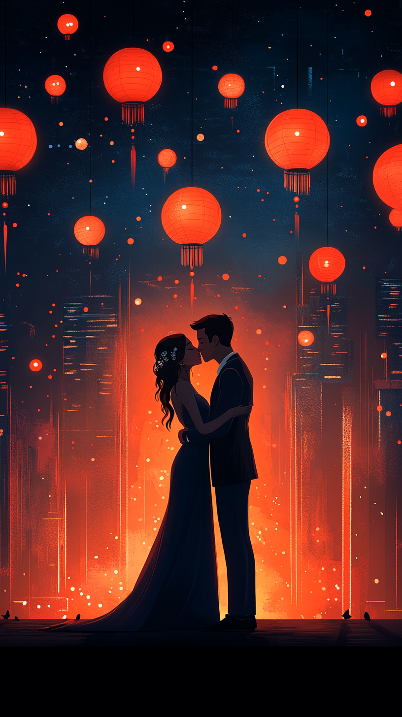 手绘卡通风格婚礼的背景素材