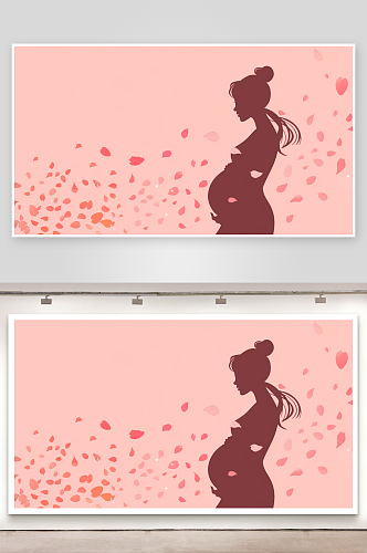 母亲节亲子活动孕妇插画背景
