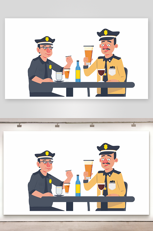 国外警察叔叔的插画