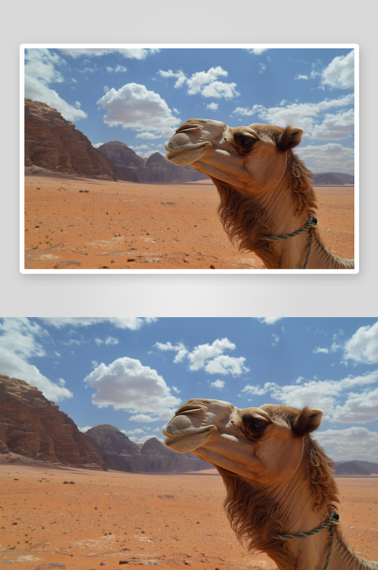 荒漠戈壁滩里的骆驼