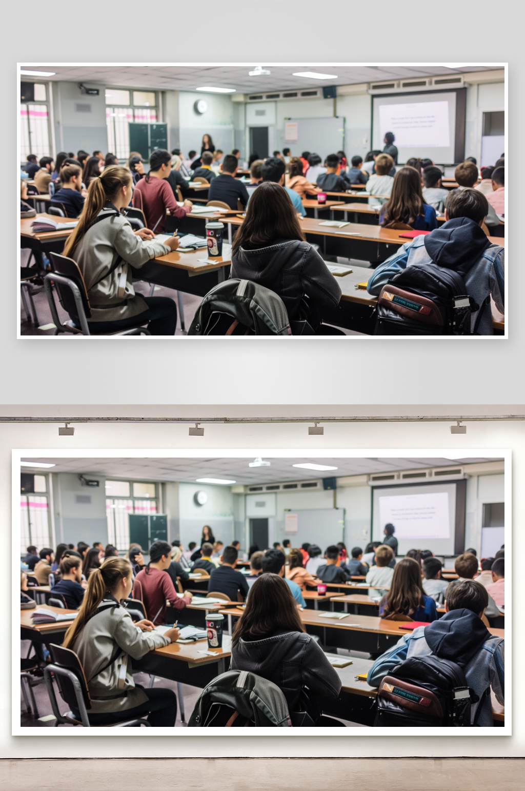 坐满学生教室的照片素材
