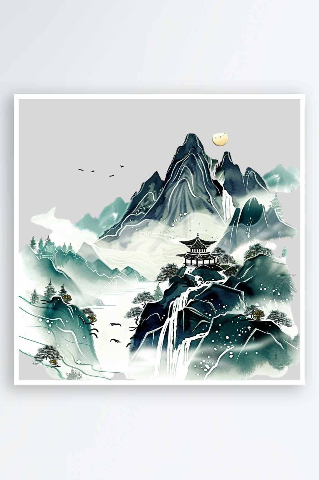 水墨画山水免扣元素素材