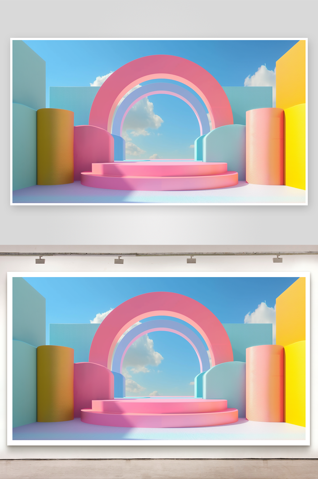 3D粉色电商场景背景素材