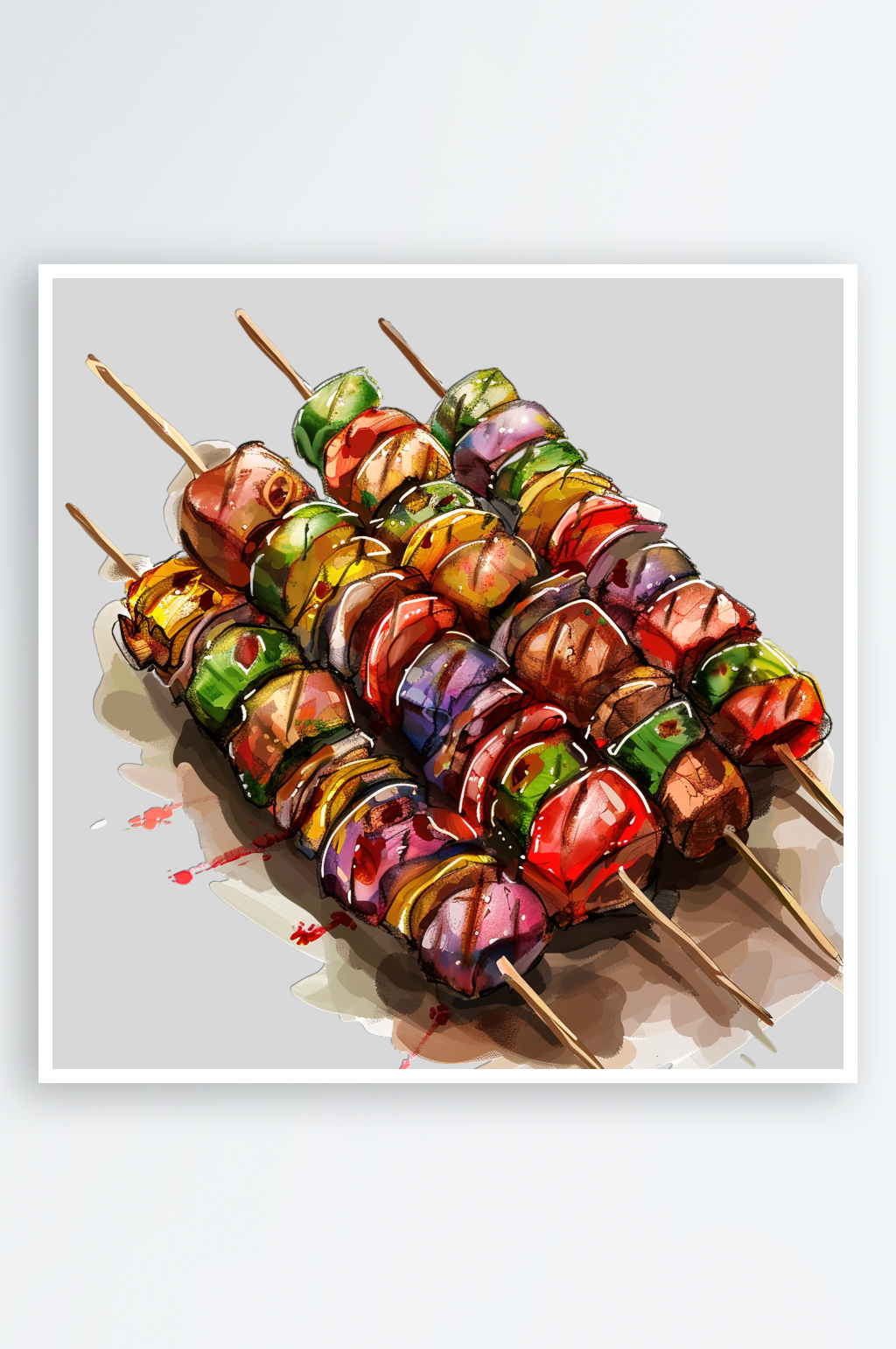 传统小吃美食的插画素材