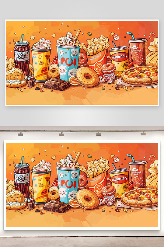 油炸食品零食创意背景