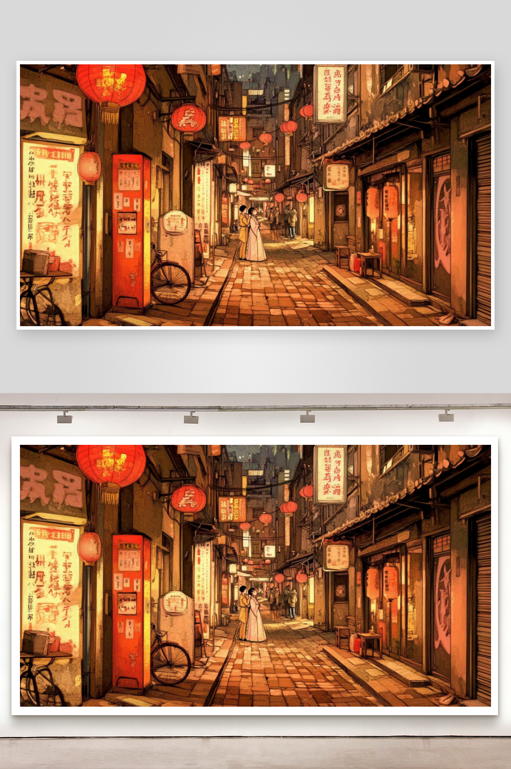 新年热闹街景的插画素材