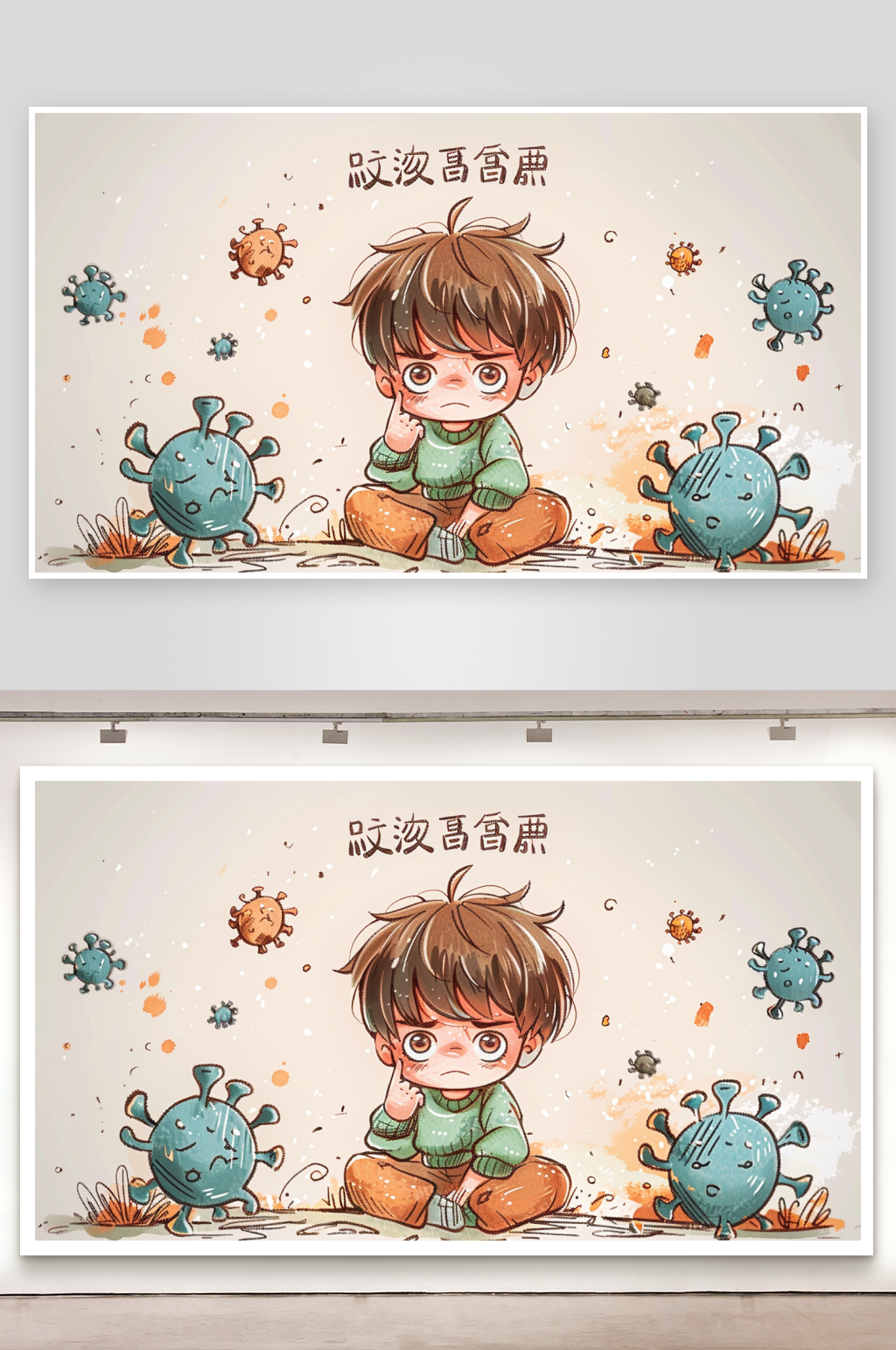 保护孩子健康的简单插画素材