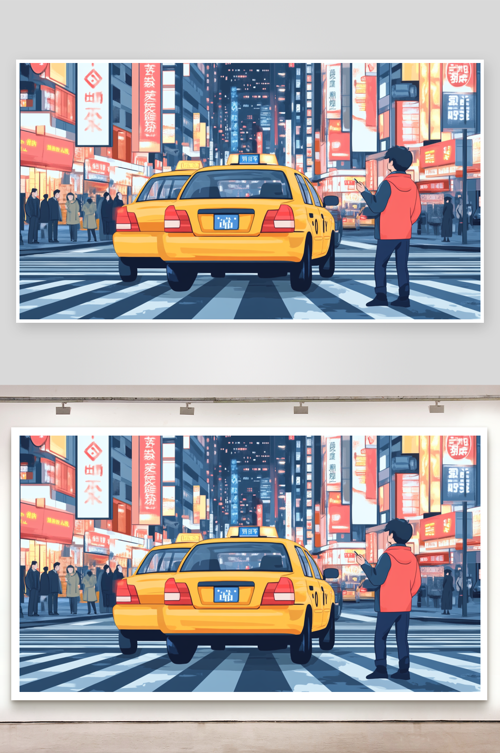 出租车司机的插画素材