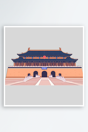 故宫手绘的创意插画素材下载-众图网