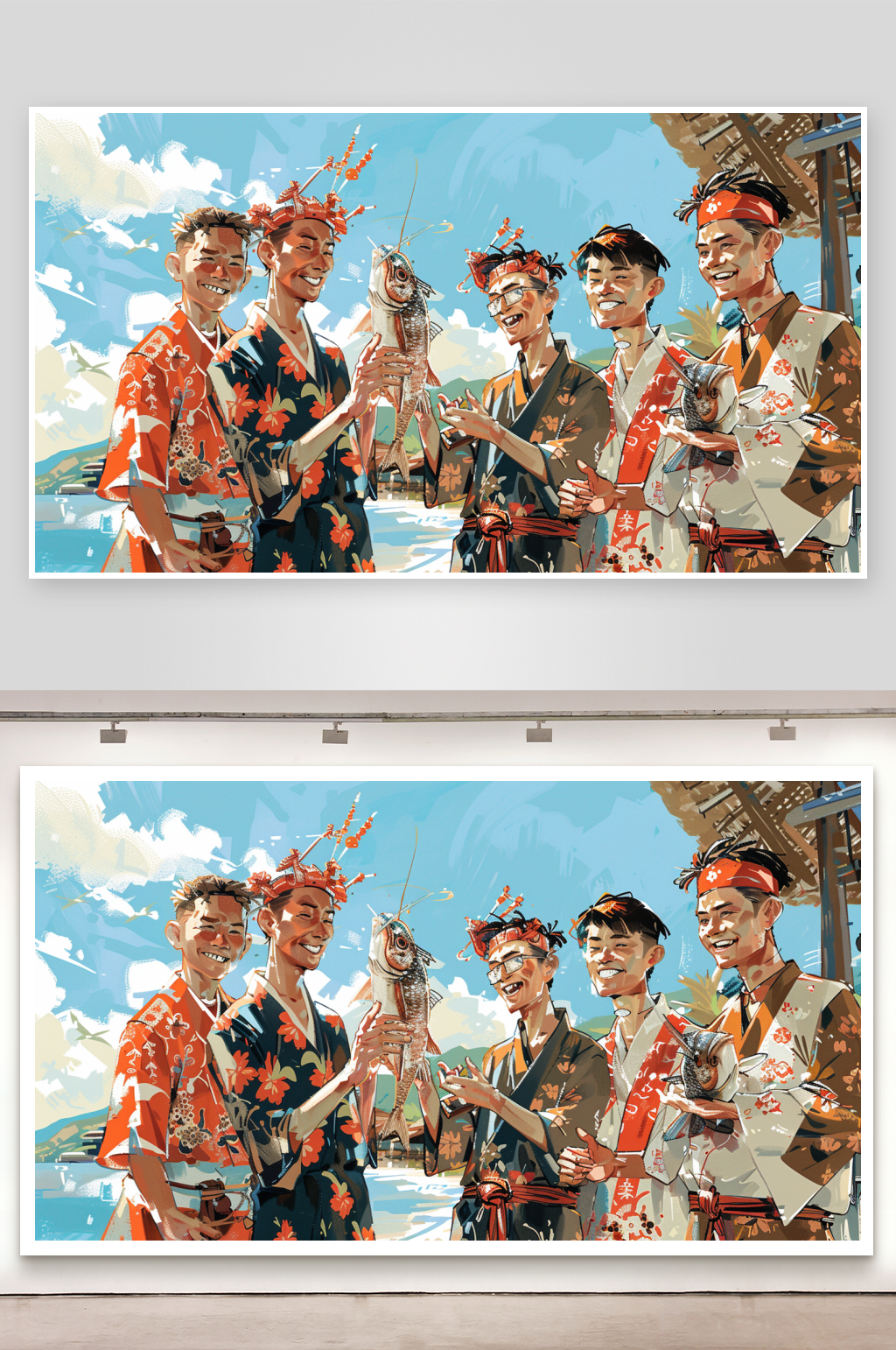 手绘风格码头生活的插画素材