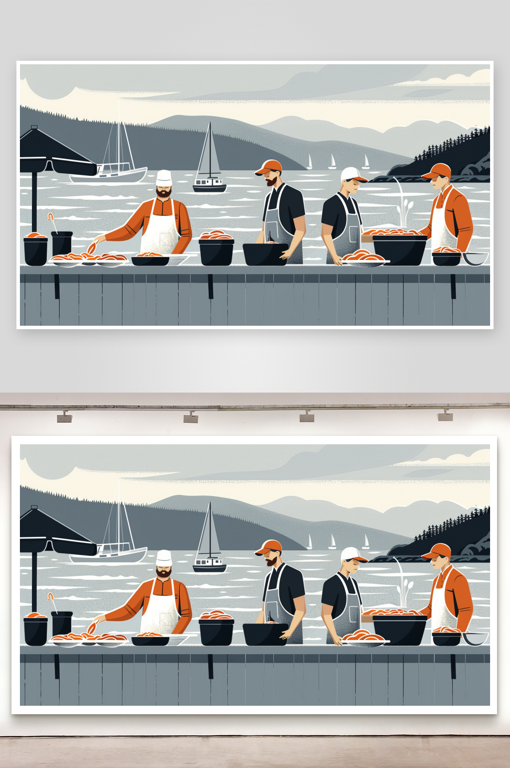 厨师正在做饭的插画素材