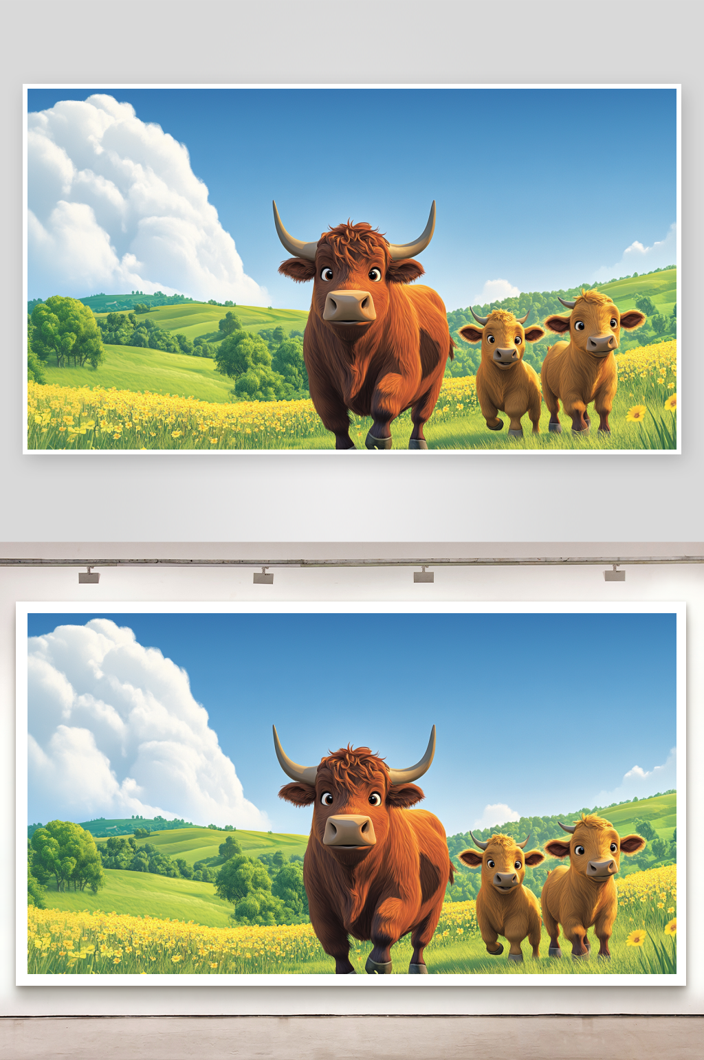 手绘风格农场牧场的背景素材