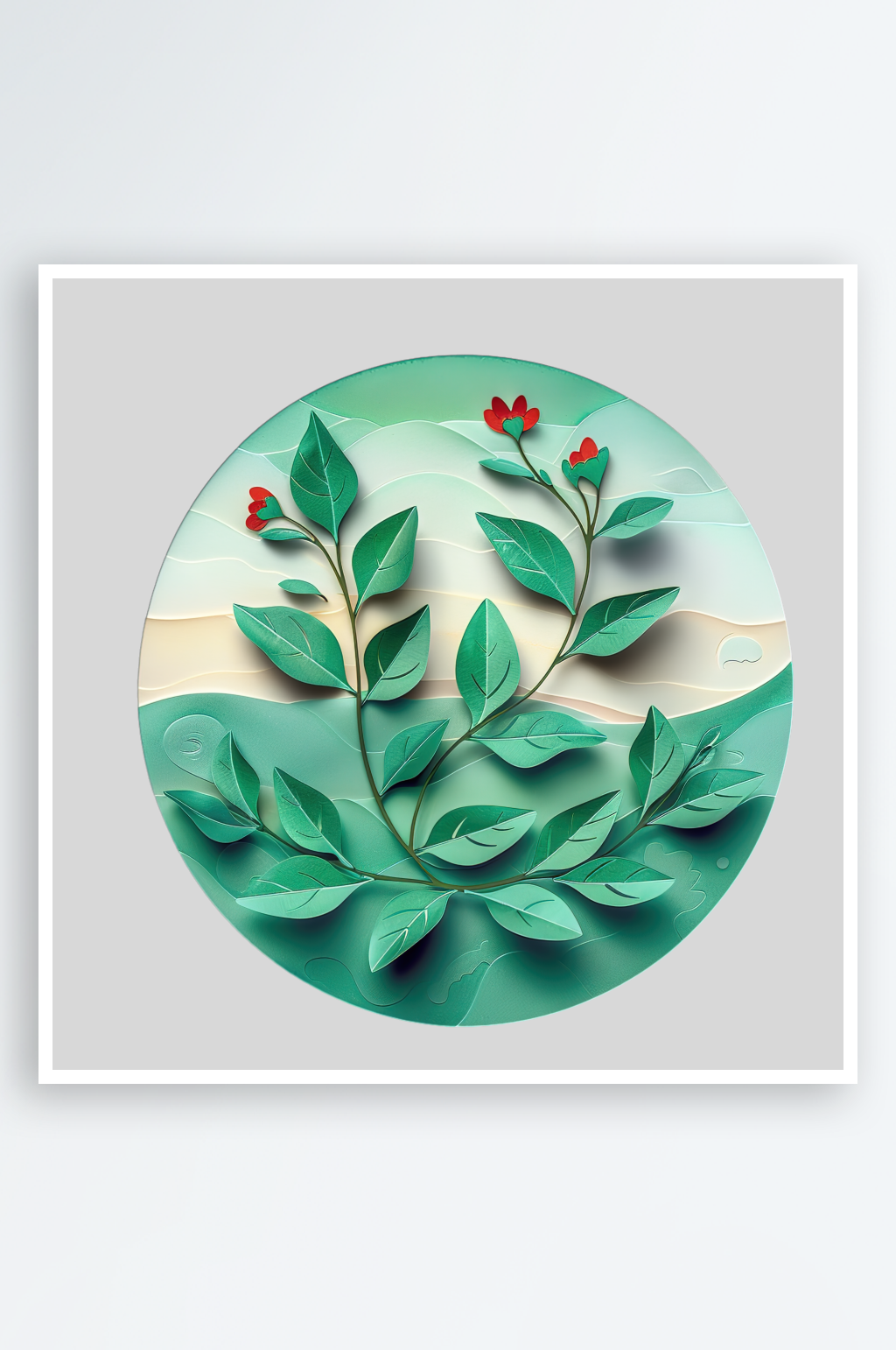 剪纸风植物花朵的免抠元素素材