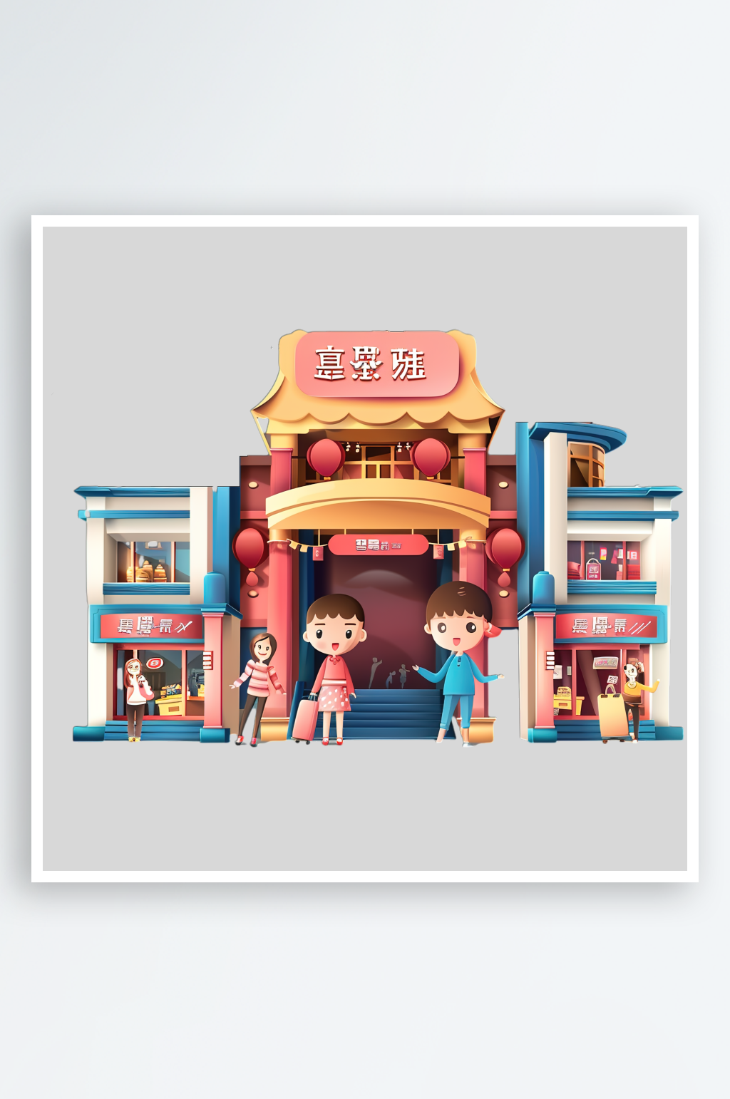 便利店的手绘卡通元素素材