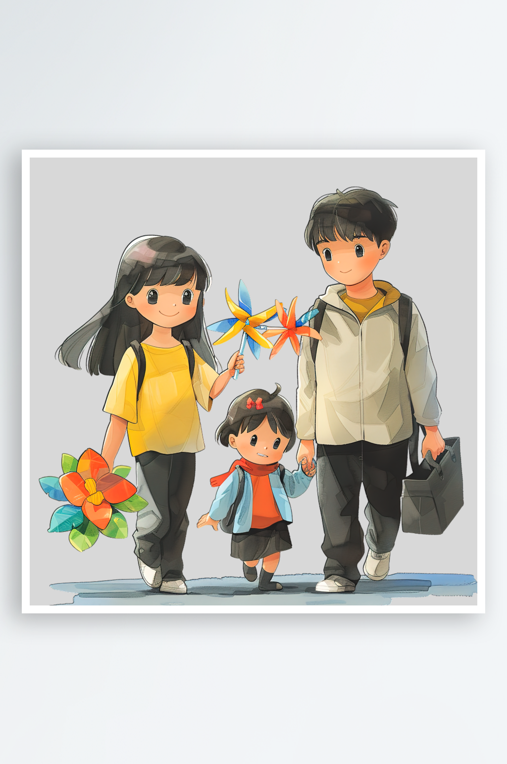 一家人旅行的免抠元素素材