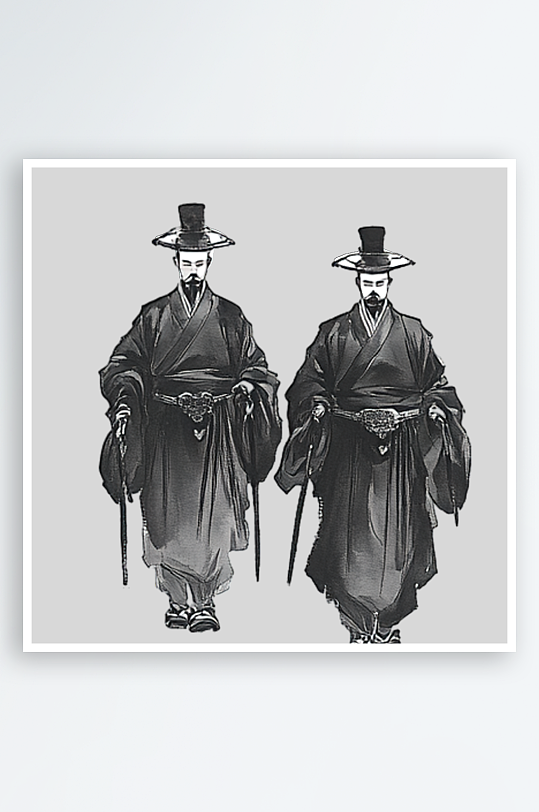 手绘风格古代人物的免抠元素