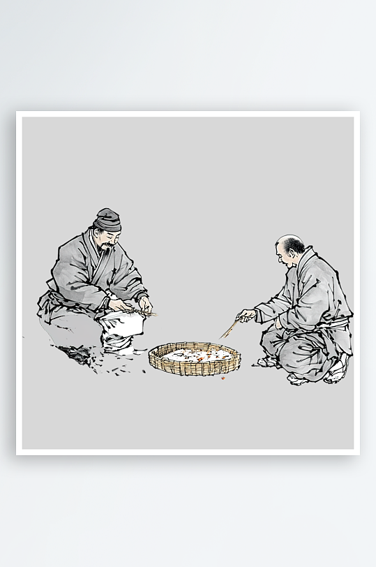 手绘风格古代人物的免抠元素
