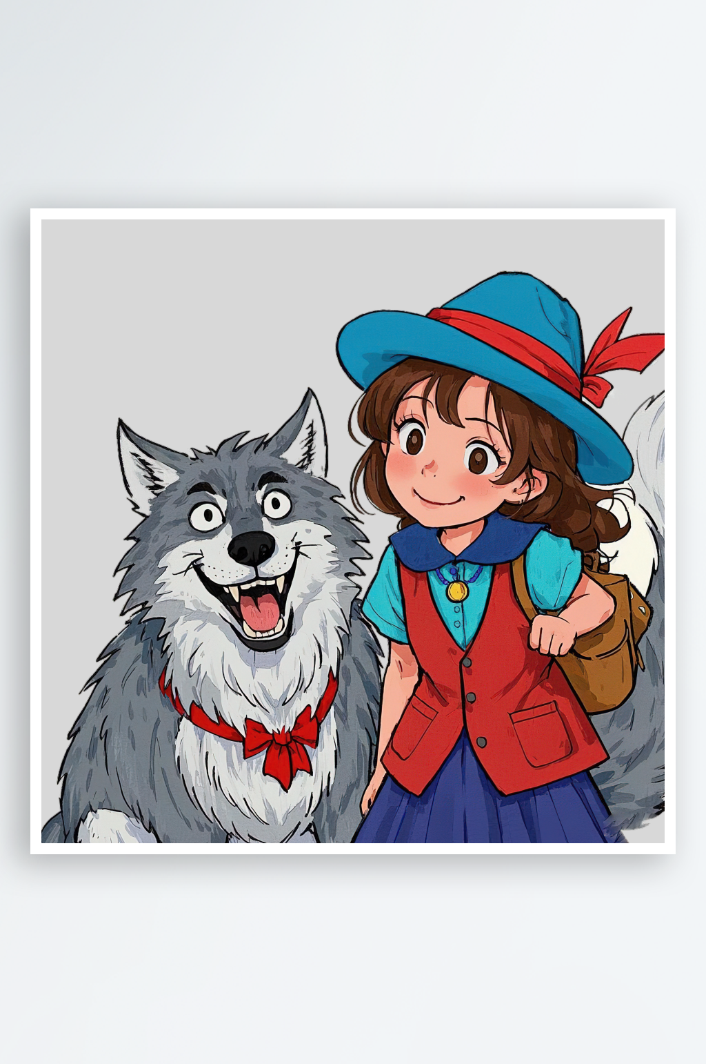 大灰狼和小红帽的插画元素素材