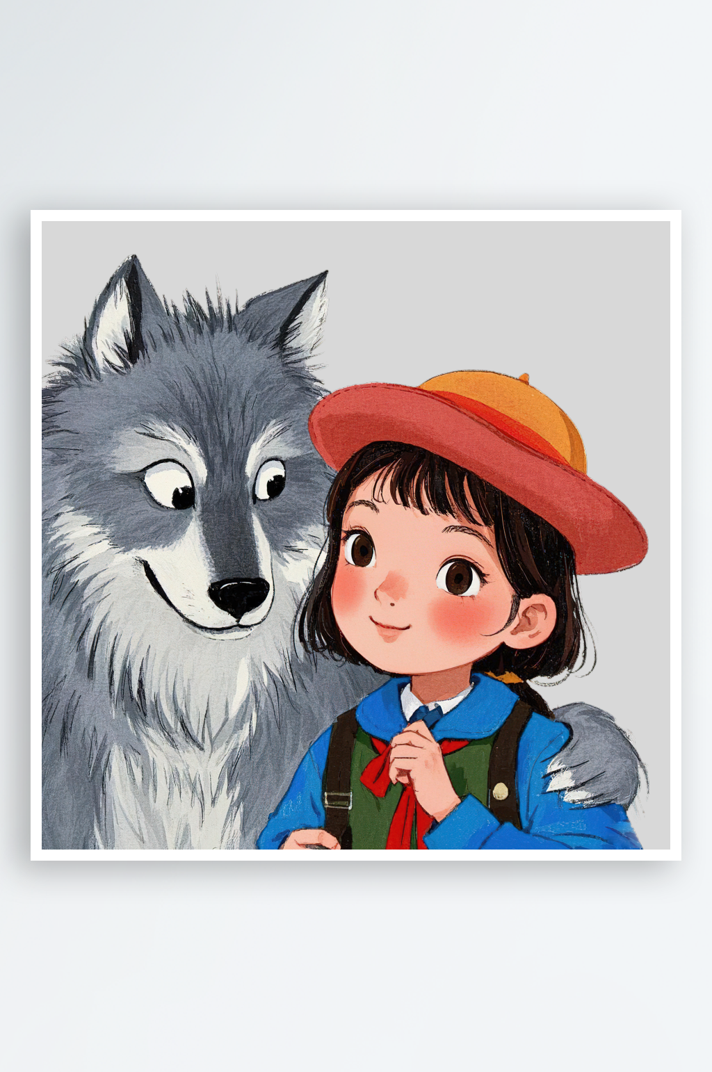 大灰狼和小红帽的插画元素素材