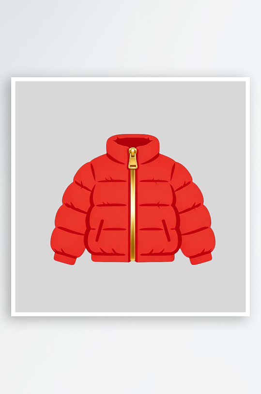 冬季服装红色羽绒服的免扣元素-众图网