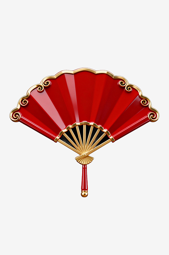 3D扇子的免扣元素-众图网