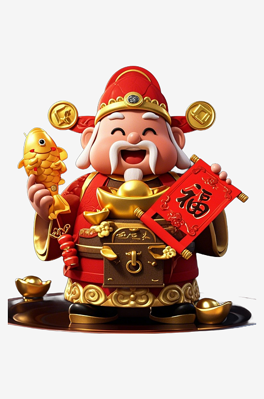 3D财神的免扣元素-众图网