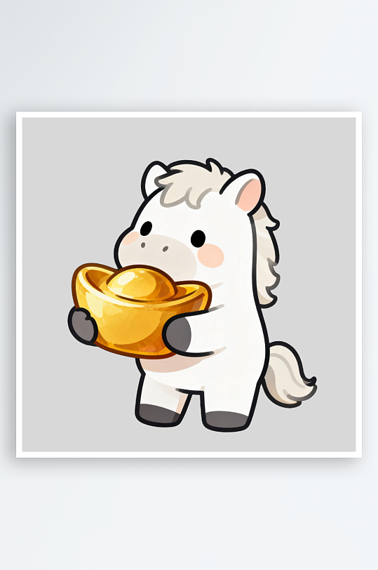 小马拿着元宝的免扣元素-众图网