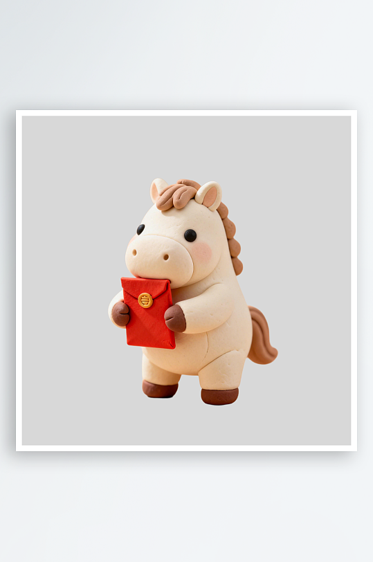 3D小马拿着红包的免扣元素-众图网