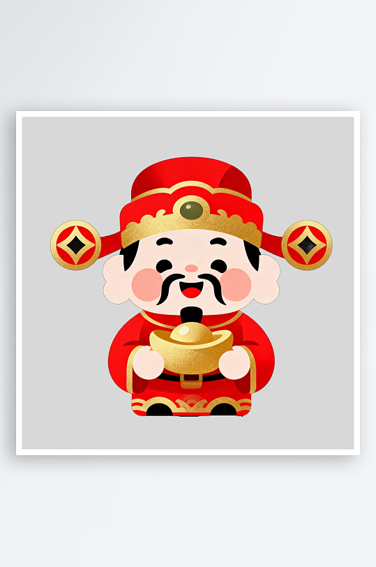 手绘财神的免扣元素-众图网