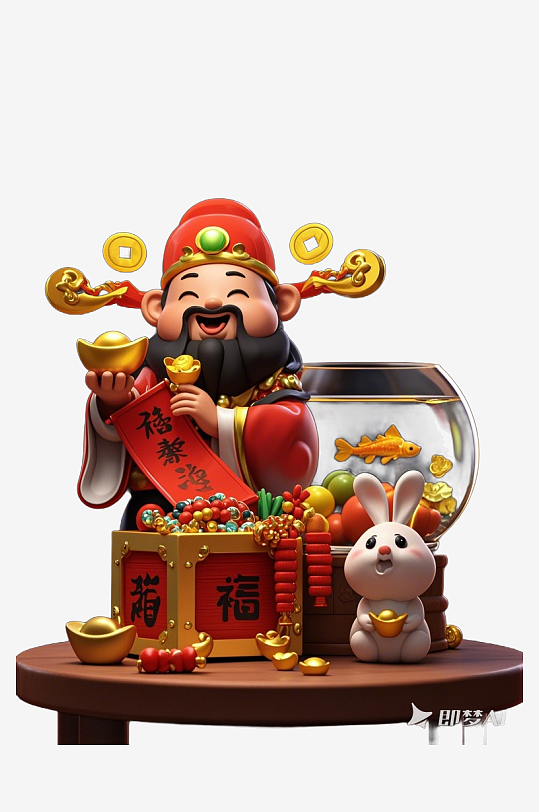 3D财神的免扣元素-众图网
