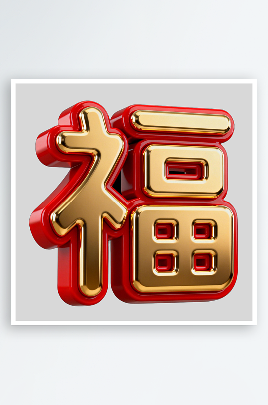3D福字的免扣元素-众图网