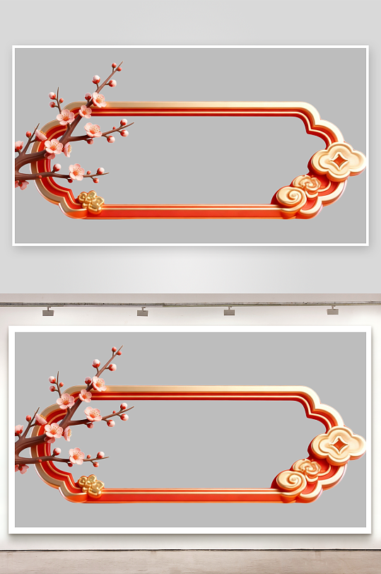3D古风边框的免扣元素-众图网