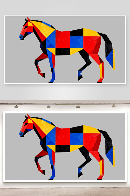 抽象色块骏马的免扣元素-众图网