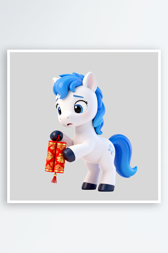 小马拿着爆竹的免扣元素-众图网