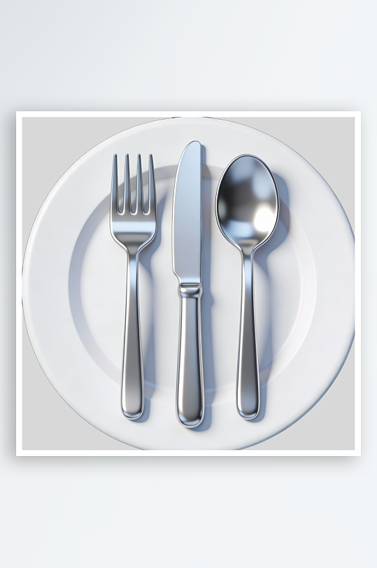 盘子上摆放着餐具的元素-众图网