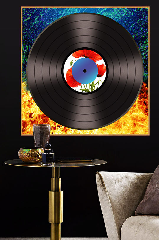 轻奢黑胶唱片电表箱装饰画