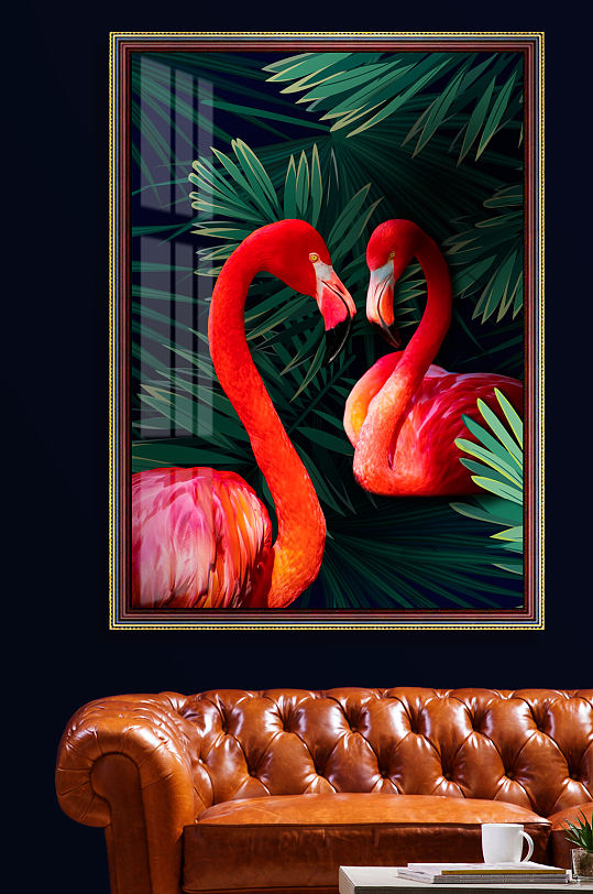 北欧简约轻奢火烈鸟装饰画