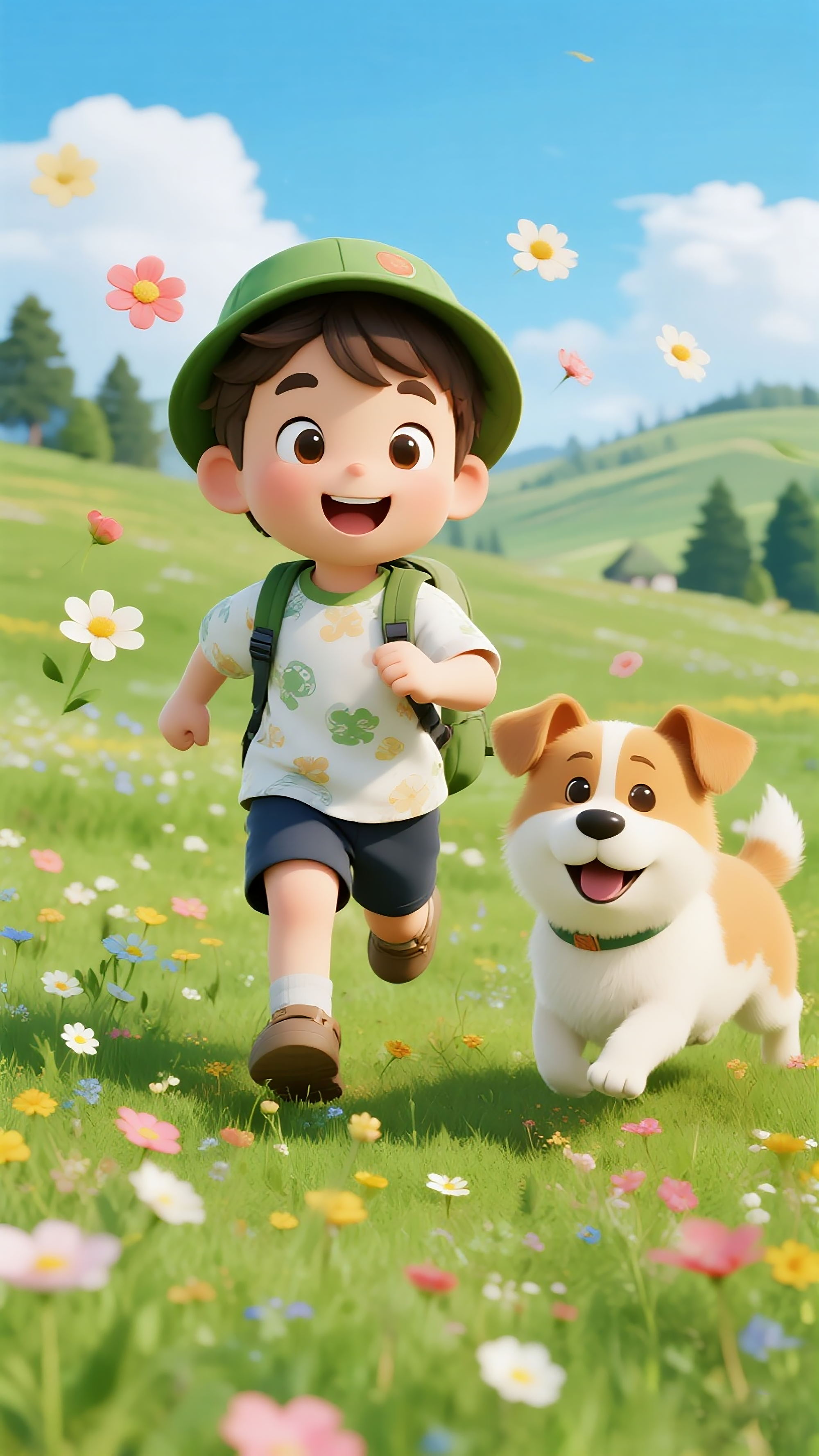 春日露营主题插画素材