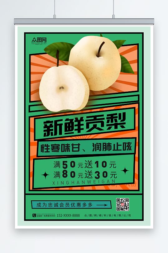 创意梨子水果海报