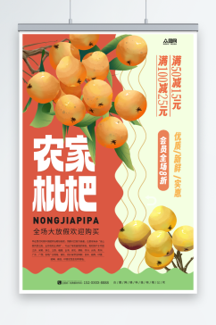 夏季枇杷水果促销海报