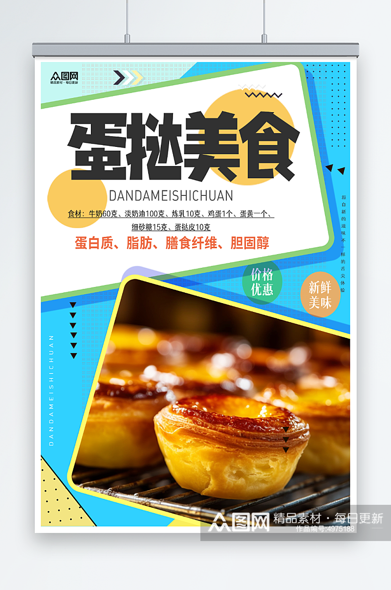 简约美味葡式蛋挞美食宣传海报素材