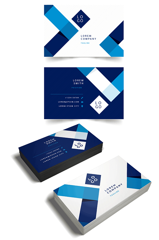 时尚正反面名片彩色设计元素矢量素材