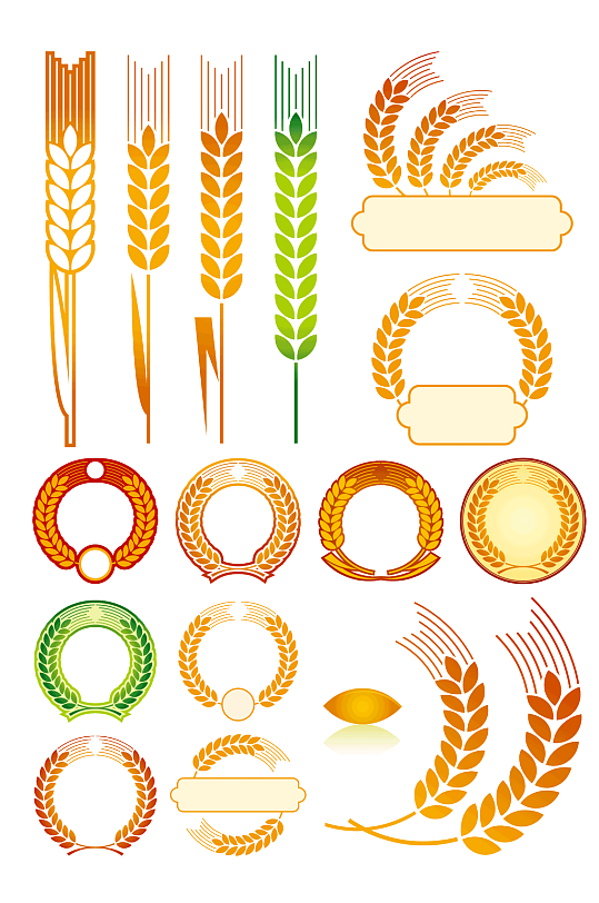 麦穗徽章素材矢量-众图网