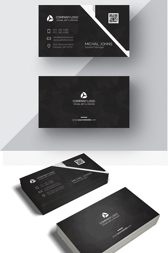 高端黑色名片模板设计-众图网